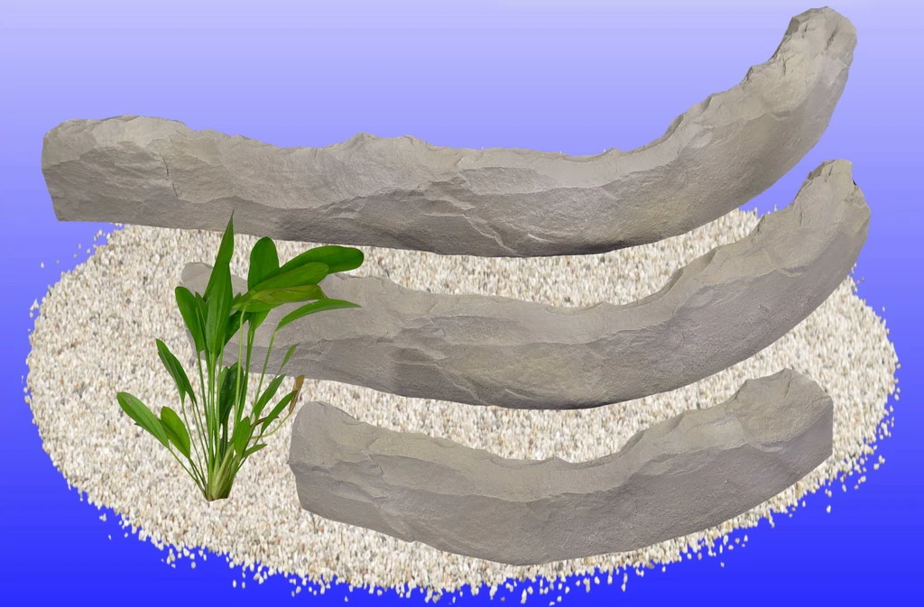 Terrasse L 60x27x9,5 Cm, Farbe Schiefer-Anthrazit, Aquarium-Dekoration Aus Mineralguss